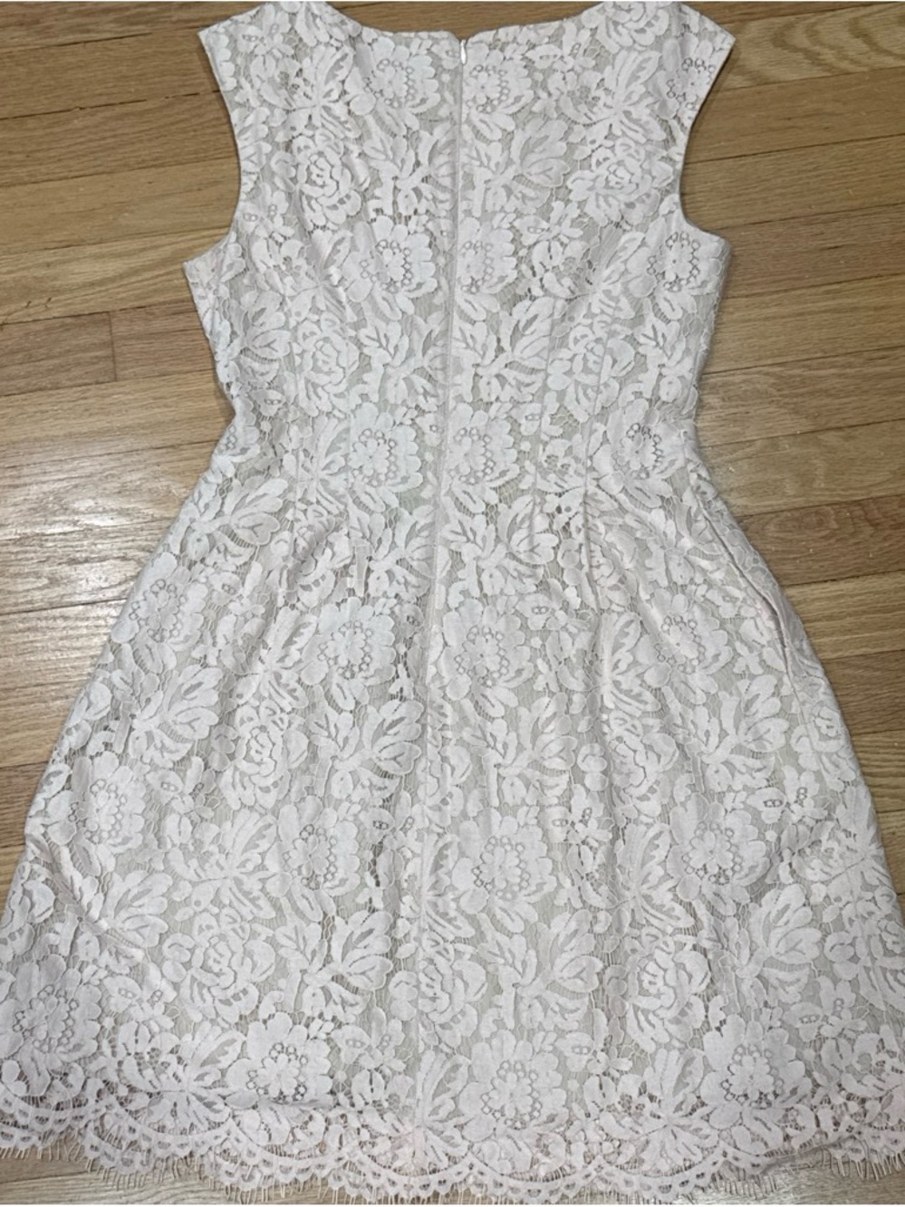 Vince Camuto Floral Lace fit and flare Mini Dress in Light Pink and Cream - Picture 3 of 9